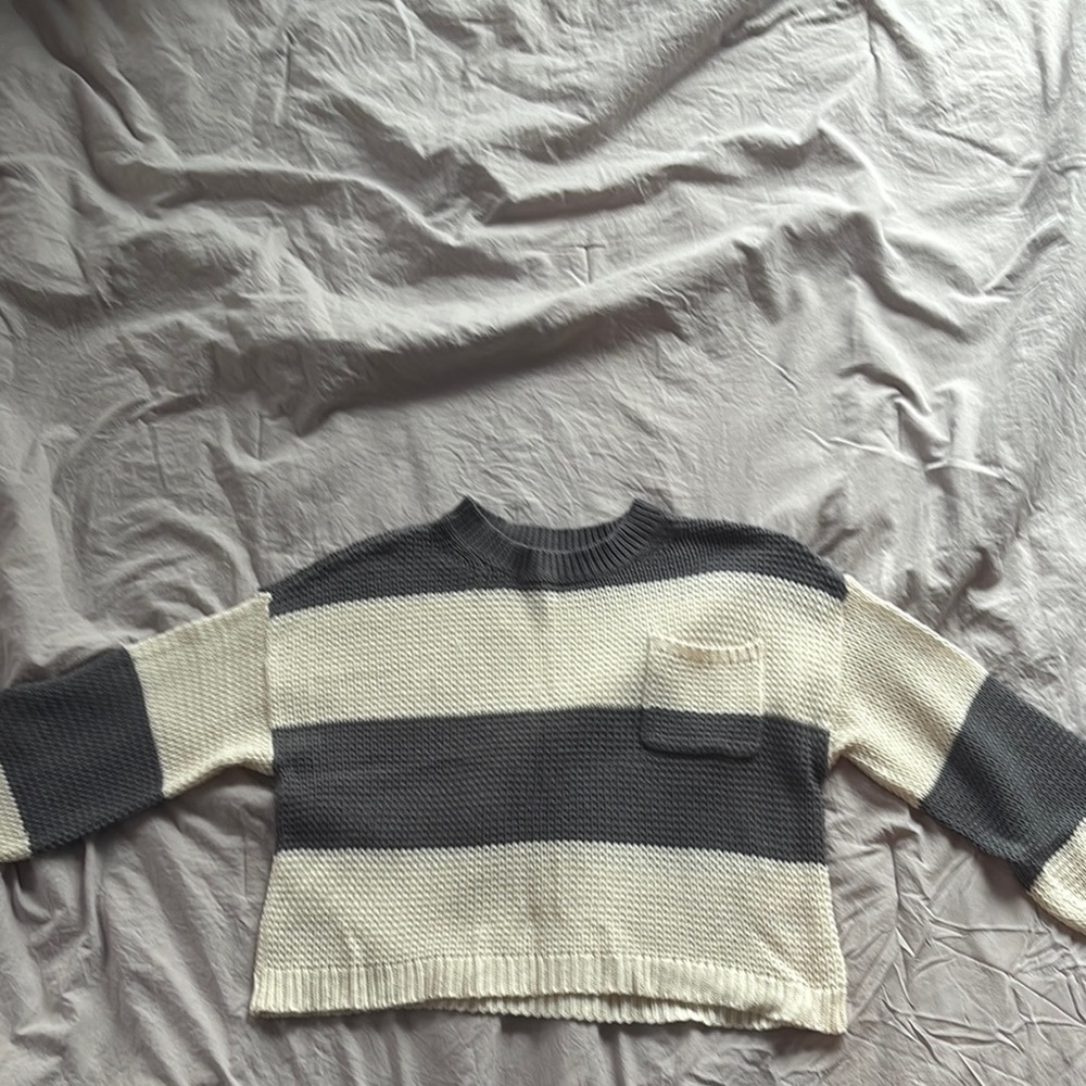 Striped Gray and Cream Sweater